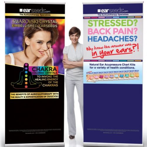 An assortment of banner stands, perfect for off-site events!