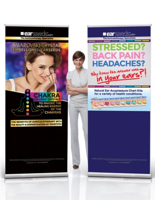 An assortment of banner stands, perfect for off-site events!